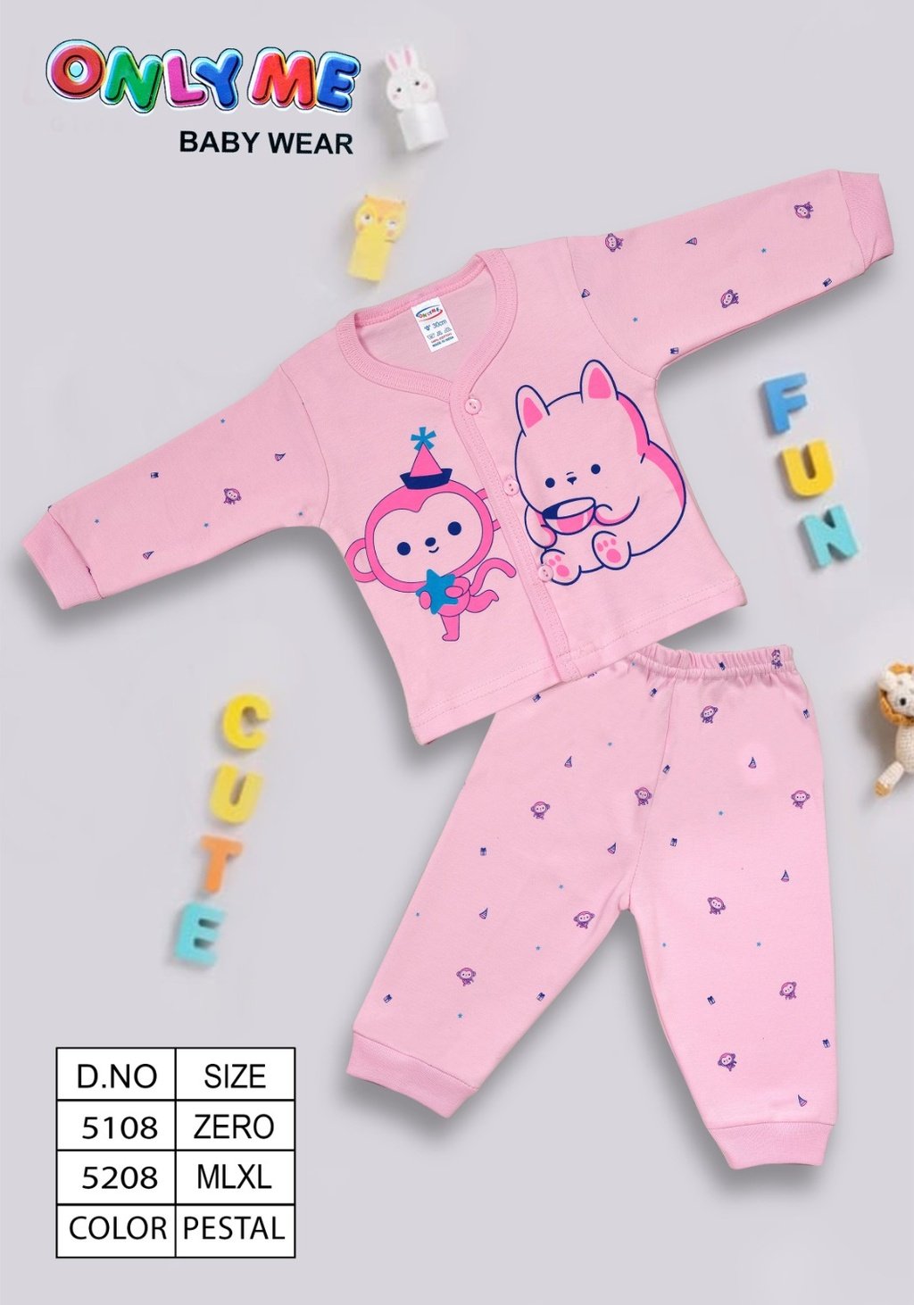 Infant baby clothing 100 cotton front open set Only Me baby wear India newborn daily wear clothing