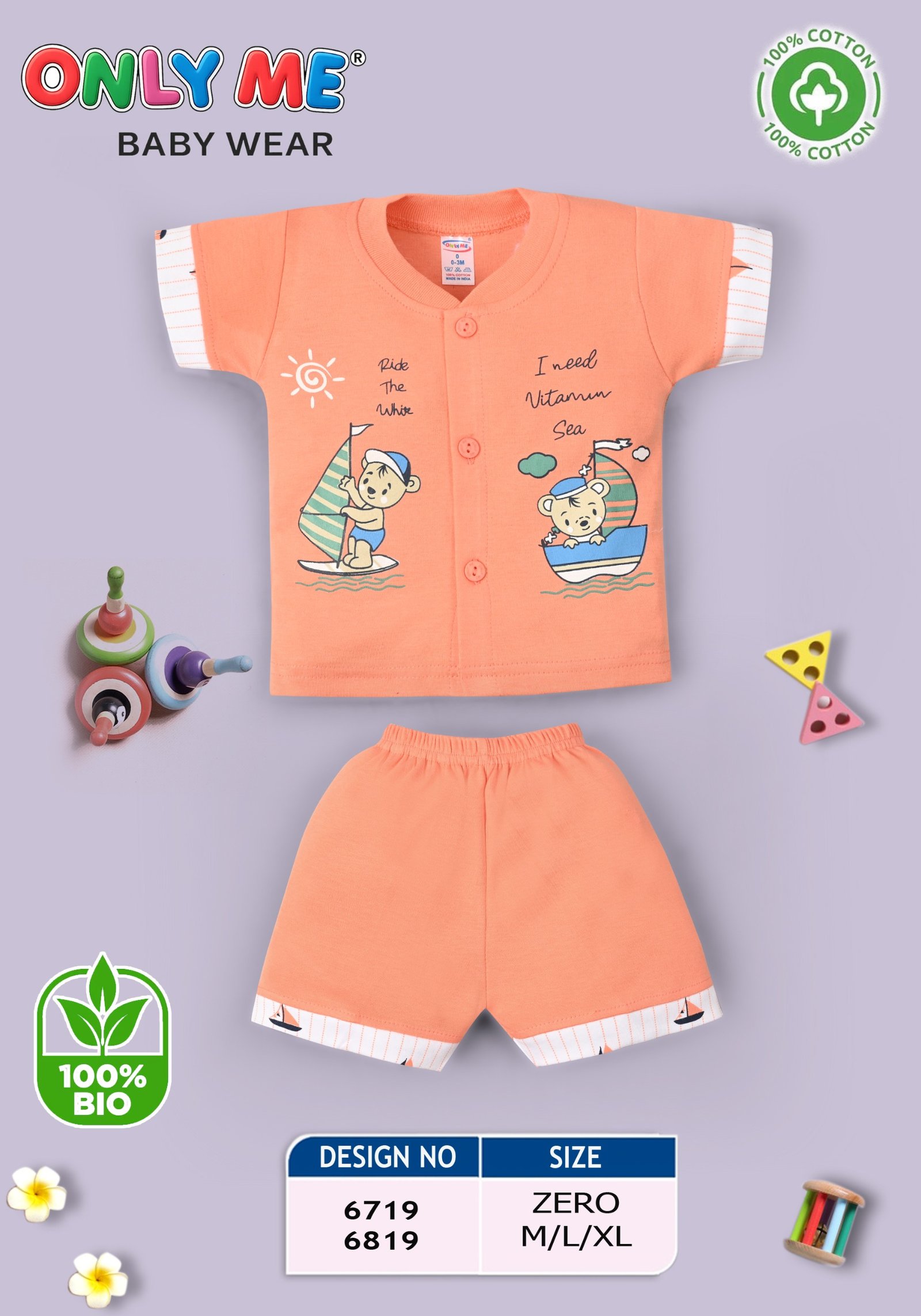 Infant baby clothing 100 cotton front open set Only Me baby wear newborn daily wear clothing